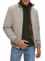 Men's Fabric Jacket with Select Lamb Lining and Detachable Hood