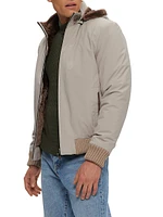 Men's Fabric Jacket with Select Lamb Lining and Detachable Hood