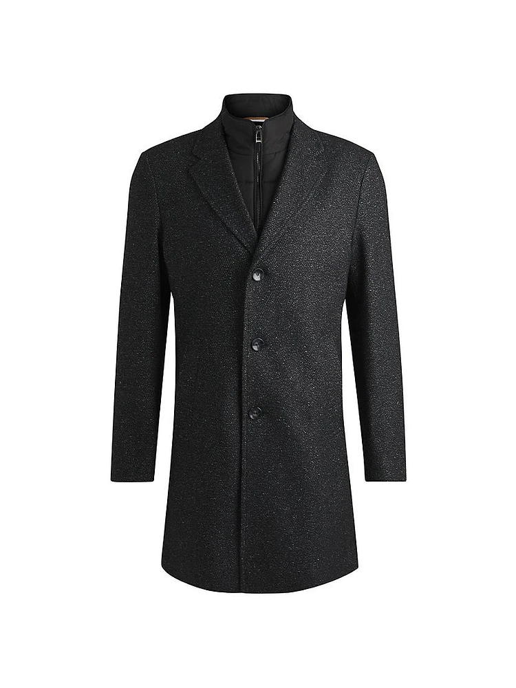 Slim Fit Coat with Detachable Zip Up Inner