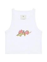 Cropped Tank Top Cotton with 4G and Roses Print