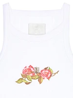 Cropped Tank Top Cotton with 4G and Roses Print