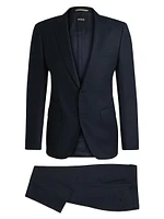 Slim Fit Suit Micro Patterned Stretch Wool