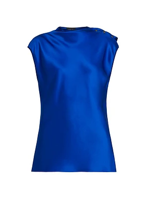 Buttoned Silk Satin Blouse