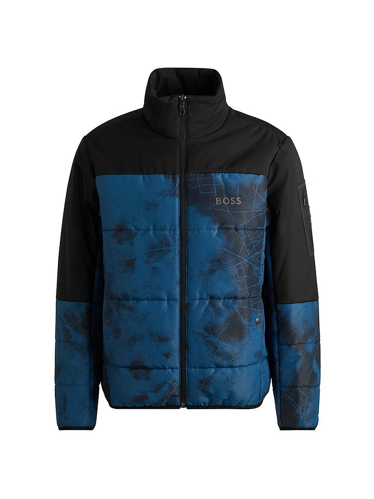 Water Repellent Puffer Jacket with Logo Print