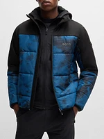 Water Repellent Puffer Jacket with Logo Print