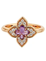 Venetian Princess Carnivale 18K Rose Gold, Amethyst & 0.32 TCW Diamond Ring