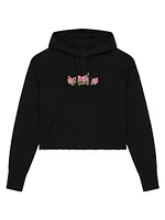 Cropped Hoodie Cotton with Roses Print