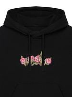 Cropped Hoodie Cotton with Roses Print