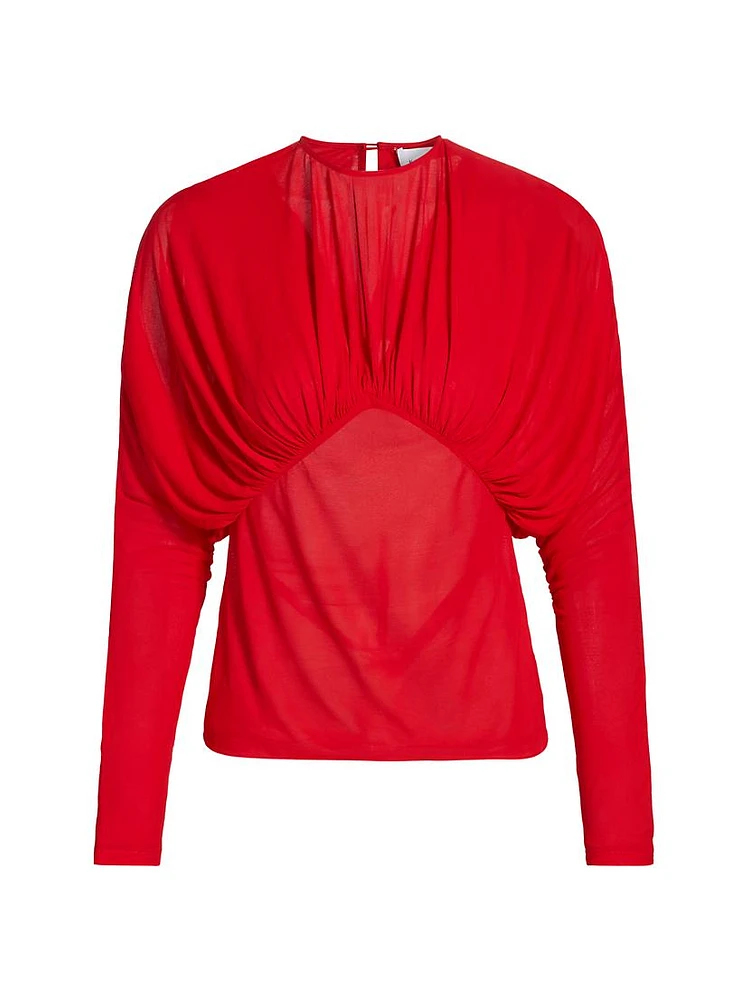 Anve Gathered Long-Sleeve Top