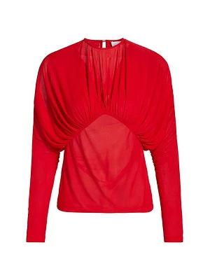Anve Gathered Long-Sleeve Top