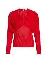 Anve Gathered Long-Sleeve Top
