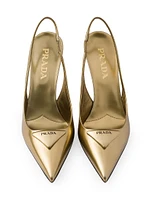 Metallic Leather Slingback Pumps