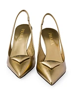 Metallic Leather Slingback Pumps