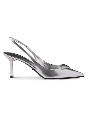 Metallic Leather Slingback Pumps