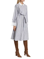 Alana Striped Cotton Long-Sleeve Shirtdress