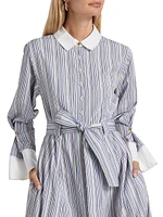 Alana Striped Cotton Long-Sleeve Shirtdress