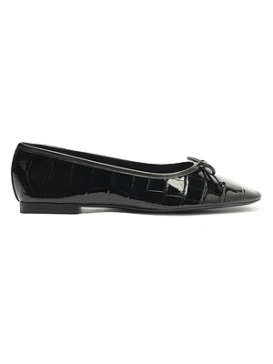 Arissa Crocodile-Embossed Patent Leather Flats