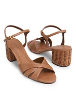 Keefa Leather Block-Heel Sandals