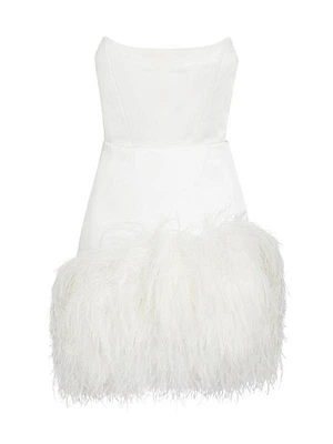 Fiora Feather-Trimmed Strapless Minidress