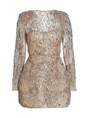 Venetian Sequin-Embellished Minidress