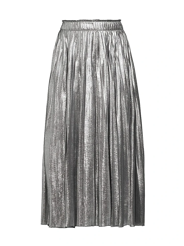 Gamma Pleated Metallic Midi-Skirt