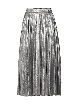 Gamma Pleated Metallic Midi-Skirt