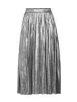 Gamma Pleated Metallic Midi-Skirt