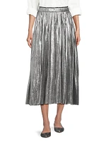 Gamma Pleated Metallic Midi-Skirt