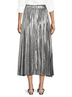 Gamma Pleated Metallic Midi-Skirt