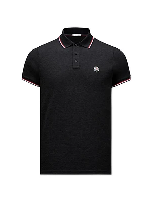 Short Sleeve Logo Patch Cotton Pique Polo Shirt