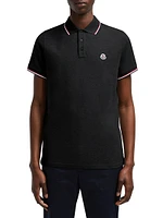 Short Sleeve Logo Patch Cotton Pique Polo Shirt