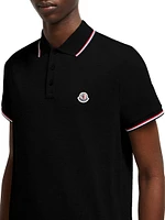 Short Sleeve Logo Patch Cotton Pique Polo Shirt