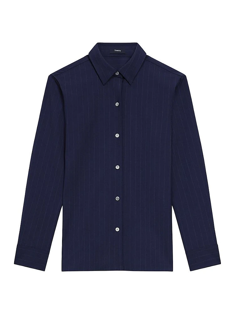 Pinstripe Button-Front Shirt