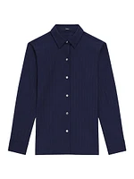 Pinstripe Button-Front Shirt