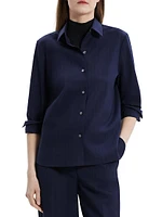 Pinstripe Button-Front Shirt