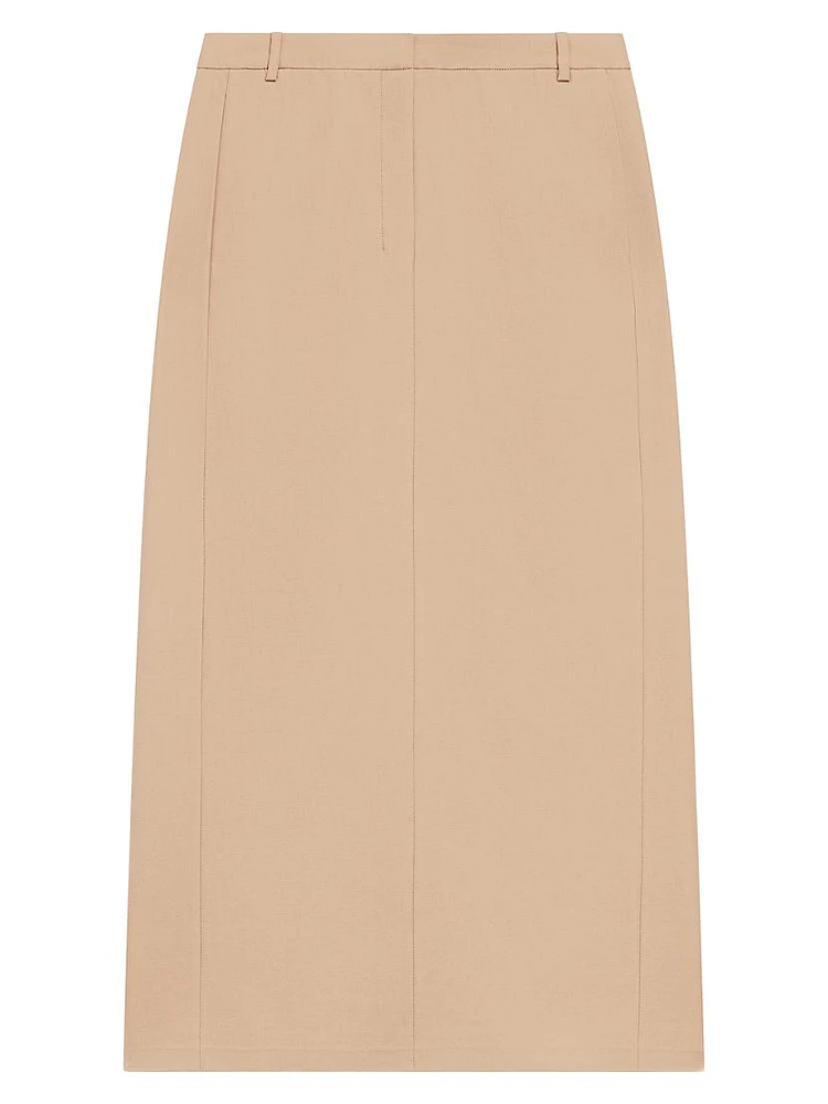 Wool-Blend Tailored Midi-Skirt