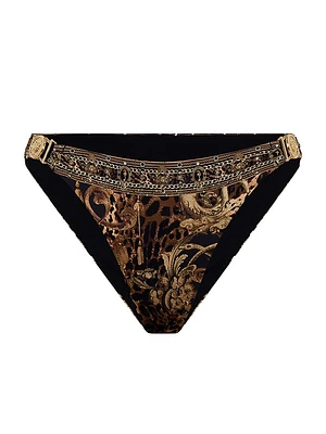 Era Of Empires Embellished Printed Bikini Bottom