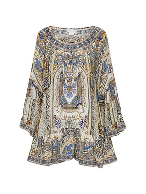 Make Me Your Mosiac Silk Cover-Up Minidress