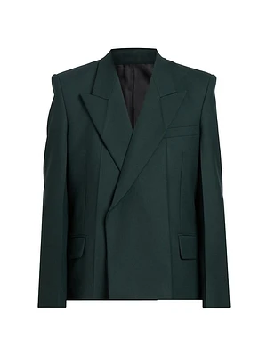 Pointed Shoulder Double-Breasted Blazer