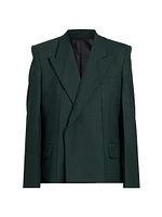 Pointed Shoulder Double-Breasted Blazer