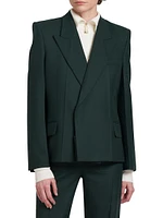 Pointed Shoulder Double-Breasted Blazer