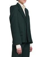 Pointed Shoulder Double-Breasted Blazer