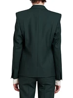 Pointed Shoulder Double-Breasted Blazer