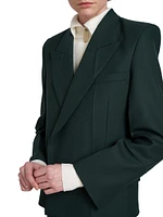 Pointed Shoulder Double-Breasted Blazer