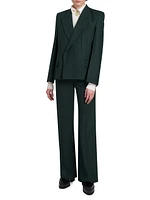 Pointed Shoulder Double-Breasted Blazer