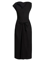 Gathered Asymmetric Midi-Dress