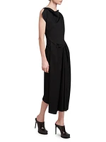 Gathered Asymmetric Midi-Dress