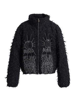 Husk Embroidered Cotton Zip Jacket