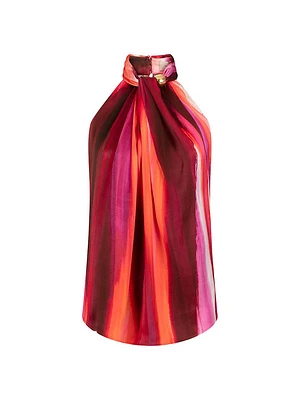 Shela Abstract Gathered Sleeveless Blouse