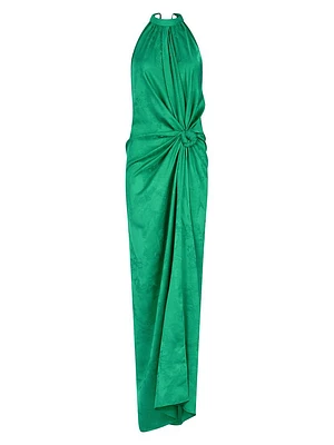 Tizziana Satin Tie-Waist Maxi-Dress